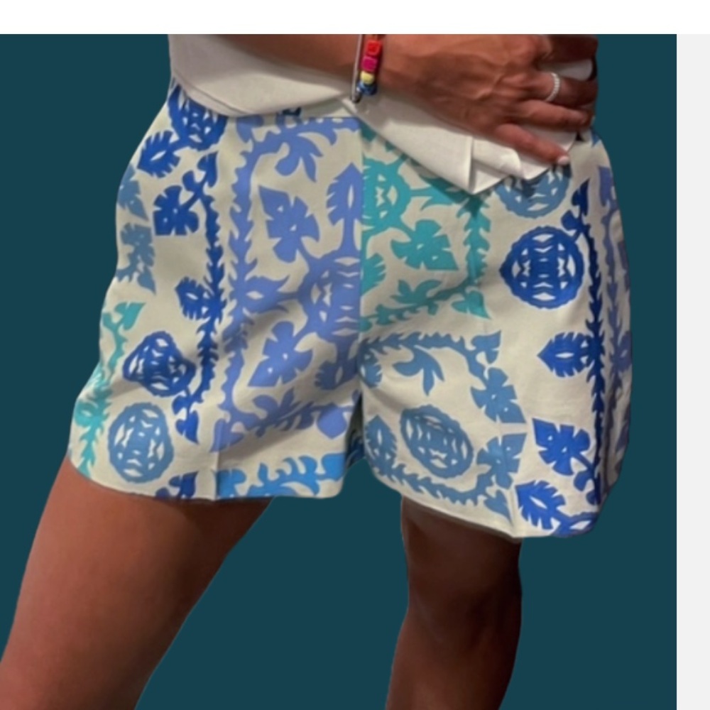 Zara Blue and White Printed Shorts- size medium